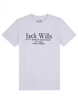 Jack Wills Boys Script T-Shirt - White, Size 7-8 Years