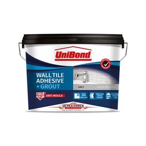 UniBond UltraForce Ready mixed Grey Tile Adhesive & grout 12.8kg