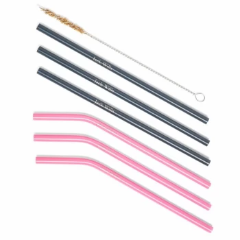 Jack Wills Eco Metal Straws - Pink/Navy