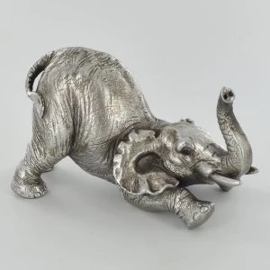 Antique Silver Elephant Arching Ornament