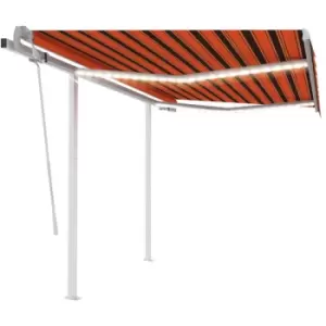 Vidaxl - Manual Retractable Awning with LED 3x2.5 m Orange and Brown Multicolour