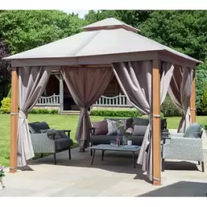10' x 10' Garden Must Haves Luxury Garden Gazebo with LED Lighting - Taupe (3m x 3m)