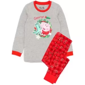Peppa Pig Boys George Pig Christmas Pyjama Set (12-18 Months) (Red/Grey)