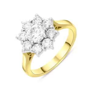 18ct Yellow Gold 1.69ct Diamond Vintage Style Cluster Ring