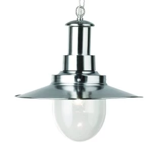 1 Light Dome Ceiling Pendant Satin Silver, Seeded Glass, E27