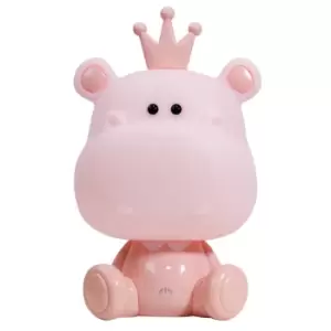 Hippo Integrated LED Childrens Table Lamp, Pink
