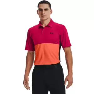 Under Armour 2022 Mens Performance Blocked Polo Pink Polo XL