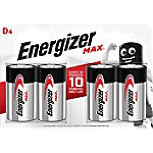 Energizer D Alkaline Batteries Max LR20 1.5V 4 Pieces