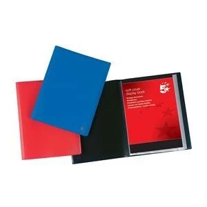 5 Star A4 Display Book Soft Cover Lightweight Polypropylene 10 Pockets Red