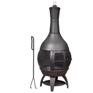 Dellonda Deluxe 360° Chiminea/Fire Pit/Outdoor Heater - Antique Bronze Finish
