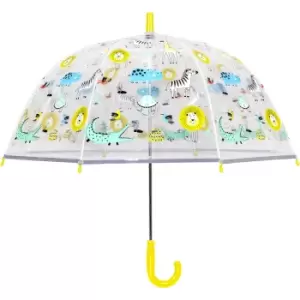 X-Brella Childrens/Kids Jungle Animal Dome Umbrella (One Size) (Clear/Yellow)