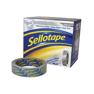 Sellotape Super Clear Premium Quality Easy Tear Tape 24mm x 50m Pack of 6 Rolls