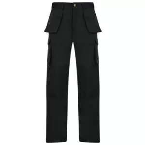 Absolute Apparel Mens Workwear Utility Cargo Trouser (30R) (Black) - Black