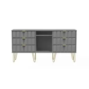 Welcome Furniture Cuba 6 Drawer TV Unit With Legs - Dust Grey