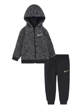 Boys, Nike Space Dyed Fz + Jogger Set, Black, Size 18 Months