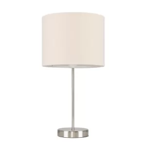 Value Essentials Charlie Brushed Chrome Table Lamp with Beige Shade