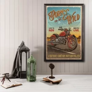 Born To Be Wild XL Multicolor Decorative Framed Wooden Painting
