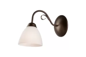 Adelle Wall Light With Glass Shade Brown, 1x E27