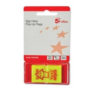 5 Star 46 x 25mm Sign Here Pop Up Index Flags Tab With Red Arrow 10 Wallets Of 50 Flags.