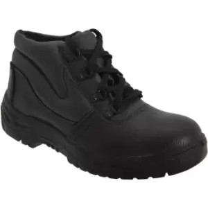 Grafters Mens Grain Leather Padded Ankle Safety Toe Cap & Steel Midsole Boots (43 EUR) (Black) - Black