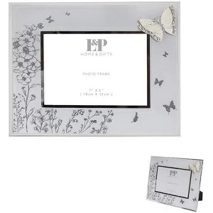 Mirror White Glass Butterfly Frame 5X7 By Lesser & Pavey