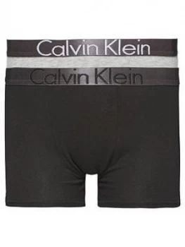 Calvin Klein Boys 2 Pack Logo Trunks - Black/Grey, Size Age: 12-14 Years