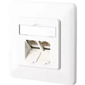 Metz Connect 130C381002-I Network outlet Flush mount Insert with main panel and frame CAT 6A 2 ports Pure white