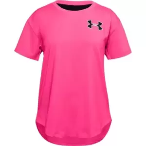 Under Armour Armour HeatGear Short Sleeve T Shirt Junior Girls - Pink