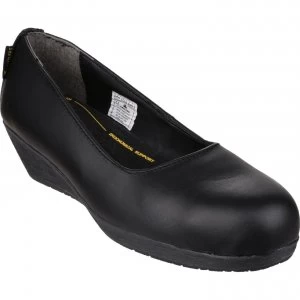 Amblers Safety FS107 Antibacterial Memory Foam Slip On Wedged Safety Court Shoe Black Size 7