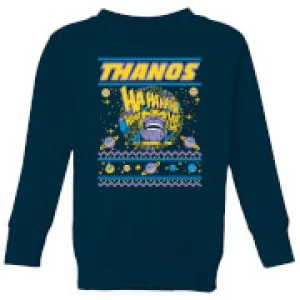 Thanos Christmas Knit Kids Christmas Sweatshirt - Navy - 11-12 Years