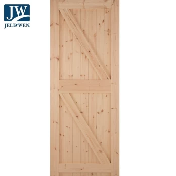 JELD-WEN Boarded Framed Ledged & Braced Unfinished Natural Redwood External Shed Door - 2032mm x 813mm (80x32 inch) Softwood Jeld Wen E28FLB
