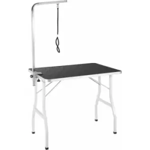 Dog Grooming Table with Arm - grooming table, dog grooming harness, dog table - black/white
