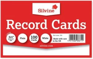 Value Record Cards 203x127mm Plain White Pack 100