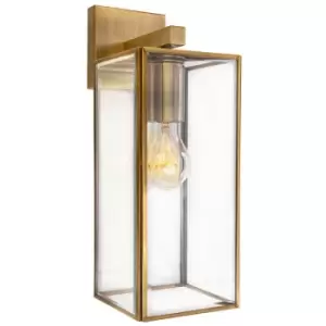 Daly Outdoor Wall Lantern Antique Metal Brass Clear Glass LED E27 - Merano