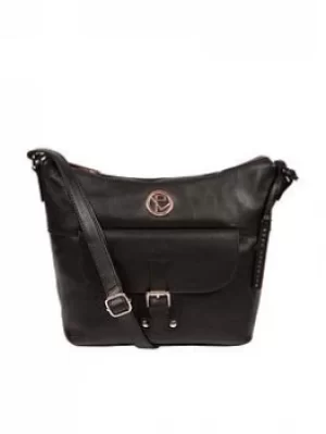Pure Luxuries London Black 'Monamy' Leather Shoulder Bag