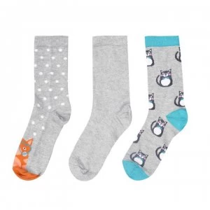 Totes Cracker Socks - Grey Cats