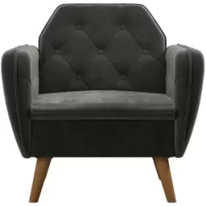 Teresa Accent Chair Memory Foam Armchair Grey Velvet By Novogratz