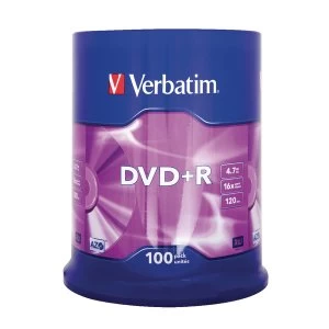 Verbatim DVDR Matt Silver 4.7GB DVDR 100pcs VER43551