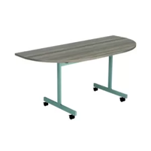 D-End Tilt Table 1600 x 800mm Grey Oak/Silver KF822493