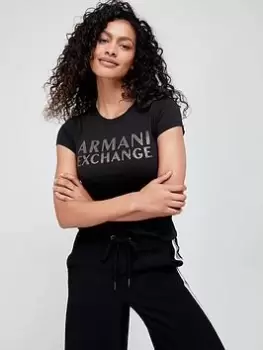 Armani Exchange Organic Cotton Logo Tee - Black Size XL Women