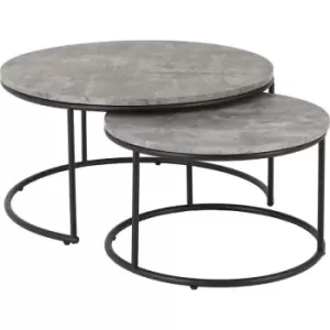 Athens Industrial Style Round Coffee Table Set Concrete Effect